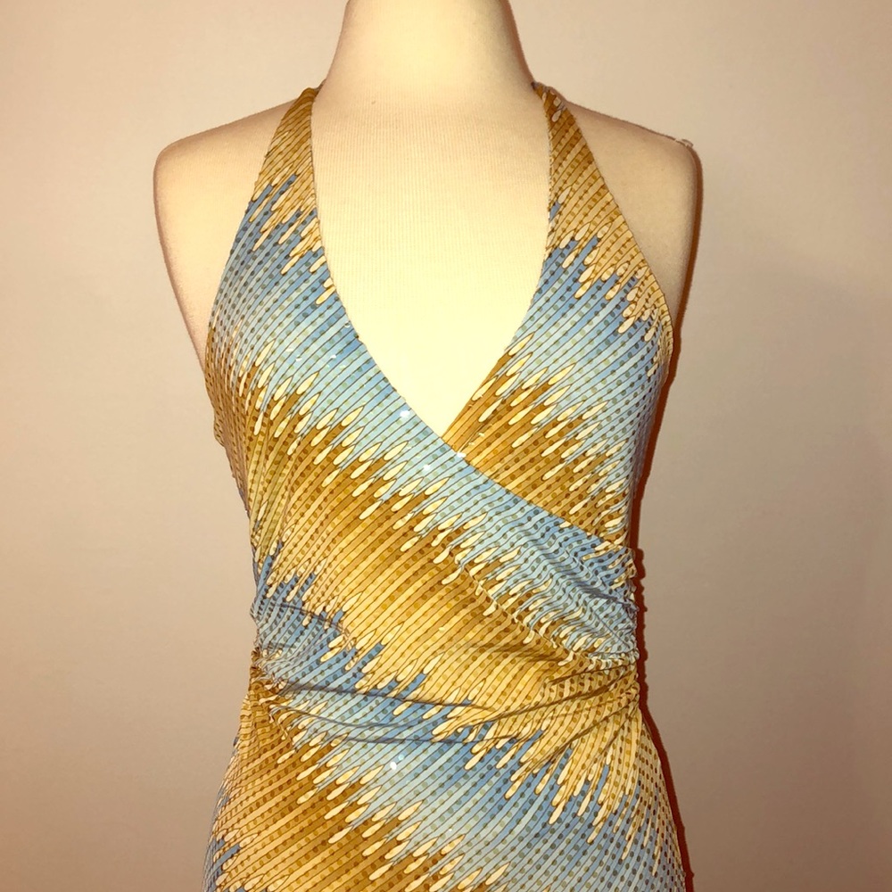 Shiny Printed Halter Dress